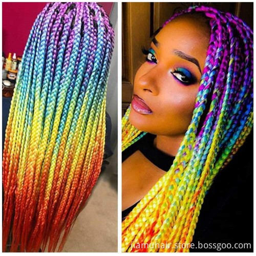 100g/pcs 24 inch Ombre Color Synthetic Hair Braids Pre Stretched Jumbo Braiding Hair Extensions Wholesale